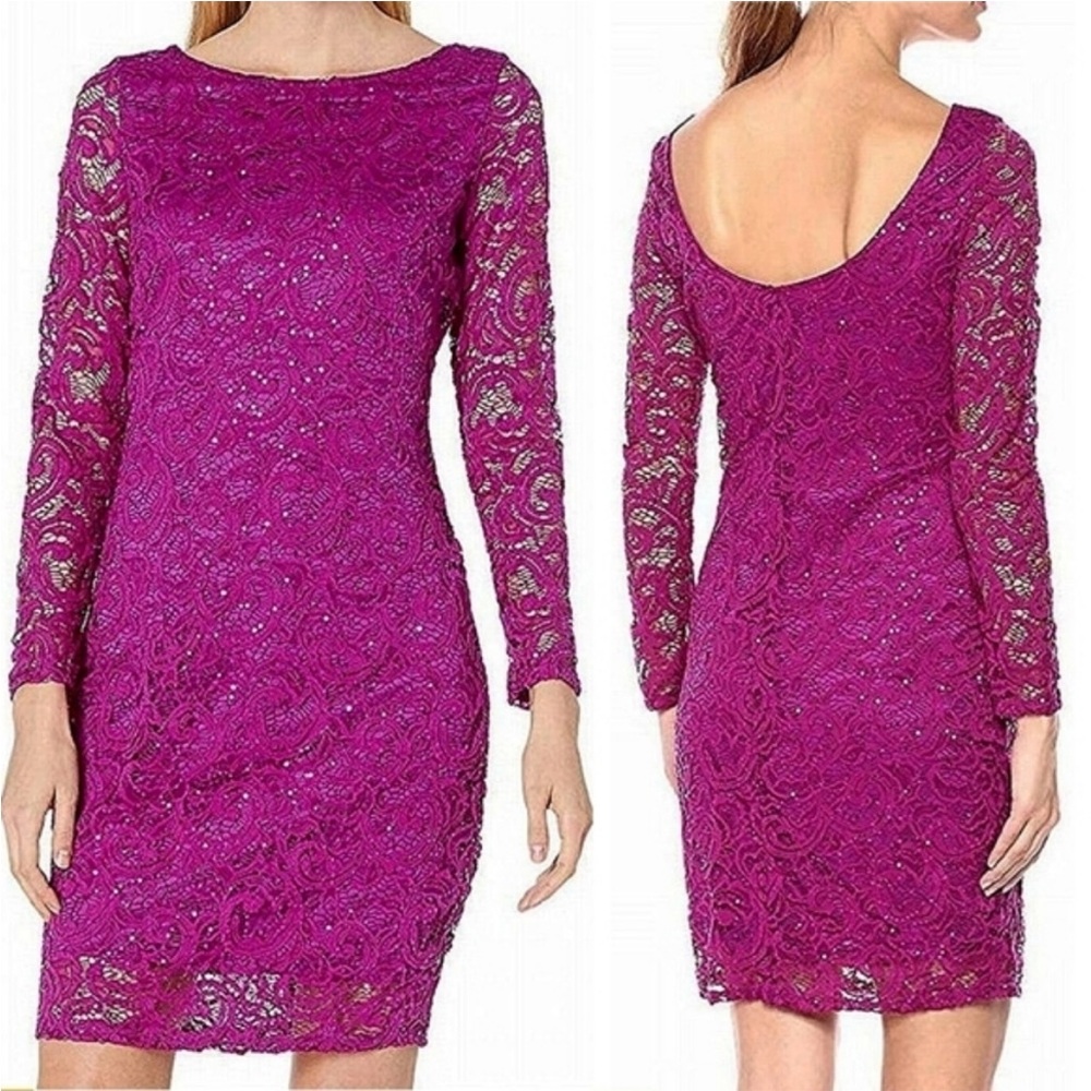 💜 Purple Marina Lace Bodycon Cocktail Dress - Size 16W